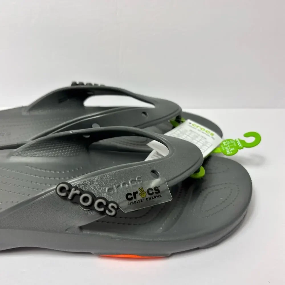 CROCS GREY CLASSIC ALL-TERRAIN FLIP COMFY SANDALS SIZE US 12 BRAND NEW WITH TAGS